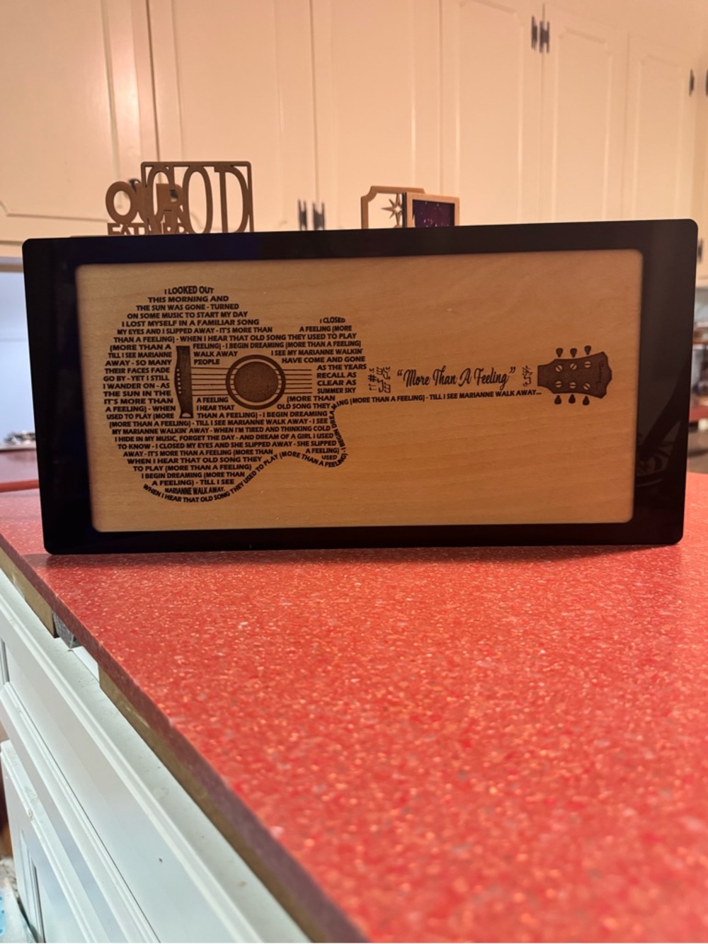 Hand Crafted Engraved Guitar Shaped Song Lyrics on wood your choice of song MTO - Picture 11 of 12